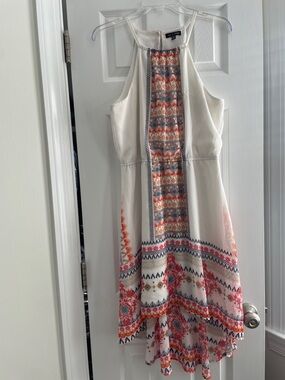 White Halter Sundress with Colorful Aztec Print